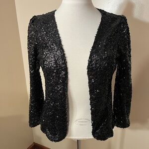 INC Black Sequin Jacket Sz S EUC